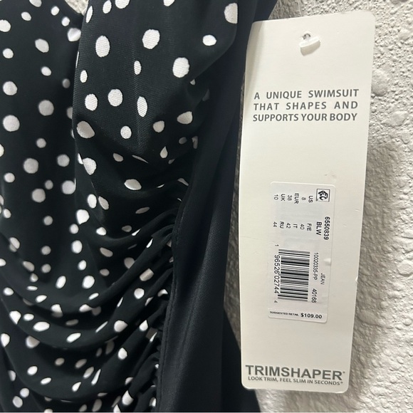 Trimshaper Jean One Piece Black with Polka Dots NWT Size 8 - Picture 6 of 9